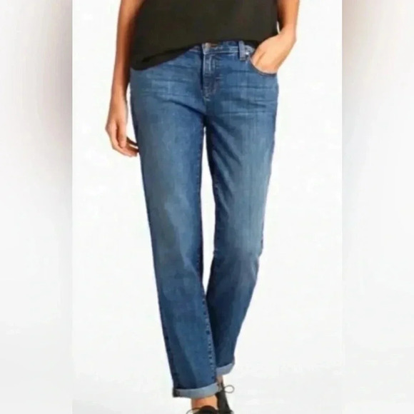 Eileen Fisher Straight Leg Boyfriend Jeans, Organic Cotton, Size 2 - Picture 1 of 14